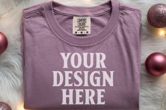 Orchid Comfort Colors 1717 Christmas Folded T-Shirt Mockup Product Image 1