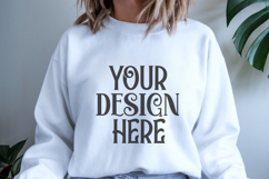 White Gildan 18000 Mockup, Sweatshirt Crewneck Mockups Product Image 1
