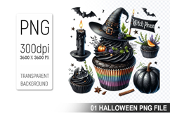 Halloween Witch Cupcake, Halloween Clipart PNG File Product Image 1