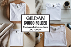 Gildan 64000 Folded Tshirt Mockup , Folded Tee Flat Lay Product Image 1