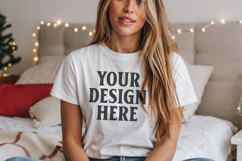 Bella Canvas 3001 White Christmas Shirt Mockup, Trandy Product Image 1