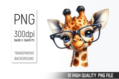 Cute Giraffe, Animal Sublimation Clipart PNG Product Image 1