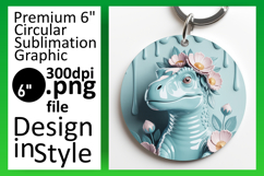 Lovely Circle Design Sublimation PNG , Cute Dino Product Image 1