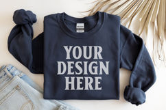 Dark Navy Gildan 18000 Folded Flat Lay Mockups Product Image 1