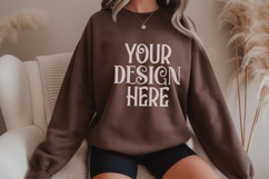 Dark Chocolate Gildan 18000 Sweatshirt Mockup,G18000 Crewnec Product Image 1