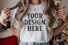 Christmas Bella Canvas 3001 White Shirt Mockup ,Trandy mock Product Image 1