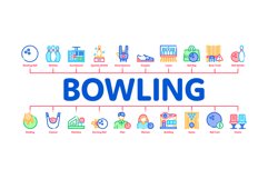 Bowling Game Tools Minimal Infographic Banner Vector Product Image 1