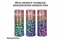 Pink Glitter 30oz Skinny Tumbler Leopard Design PNG Product Image 2