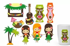 Hawaii luau party graphics - Hawaiian girls, tiki booth Product Image 1