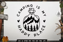 Camp is my happy place - Adventure SVG T-Shirt Cricut Design Product Image 2