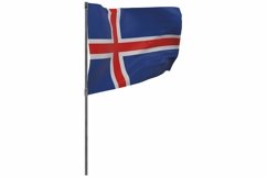 Iceland flag on pole. Waving banner isolated. National flag Product Image 1