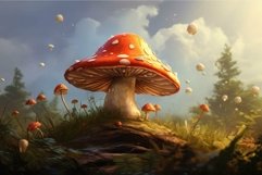 Whimsical, oversized mushroom basks in golden light within a Product Image 1