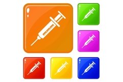 Syringe vaccine icons set vector color Product Image 1