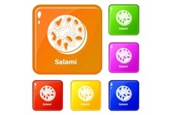Salami icons set vector color Product Image 1
