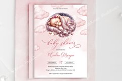 Cute watercolor sleeping teddy bear girl Baby Shower ZB26 Product Image 1