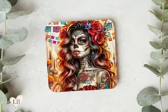 Day of the Dead Coaster, Day of the Dead Square Coaster PNG Product Image 2