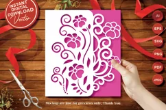 Papercut Flowers and Curls, Wedding Invitation Card Cover Product Image 1