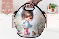 Spring Robin Girl Lunch Bag Sublimation PNG Product Image 1