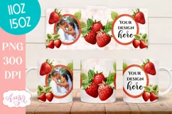 Strawberry photo mug wrap PNG, picture mug template PNG Product Image 3