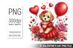 Cute Dog Sublimation, Valentine&#039;s Digital Clipart PNG Product Image 1