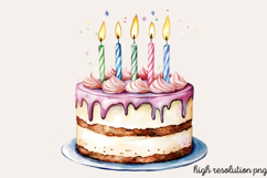 Birthday Watercolor Clipart PNG Product Image 1