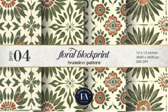 Retro Floral Block Print | Geometric Floral Pattern Product Image 1