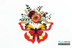 Watercolor Groovy Butterflies Floral Sublimation PNG Clipart Product Image 1