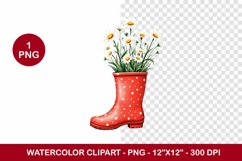 spring png watercolor clipart - daisy stocking Product Image 1