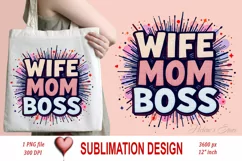 WIFE MOM BOSS clipart | Mothers day Sublimation design png Product Image 2
