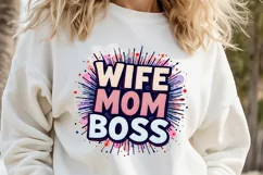 WIFE MOM BOSS clipart | Mothers day Sublimation design png Product Image 1
