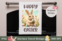 Happy Easter Towel, Floral Towel, Tulips Sublimation Product Image 1