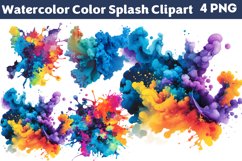 Watercolor Color Splash Clipart PNG Product Image 1