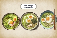 Matcha Ramen Clipart Bundle 4 PNG Product Image 2