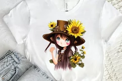 Watercolor Cute Chibi Sunflower PNG Clipart Product Image 2