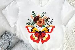 Watercolor Groovy Butterflies Floral Sublimation PNG Clipart Product Image 2
