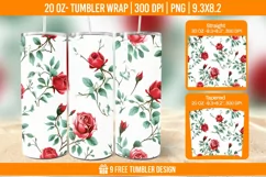 Valentine Rose Tumbler Wrap Designs, Sublimation Wrap Product Image 1