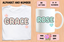 Charming Garden Doodle Alphabet PNG Letters &amp; Numbers 300DPI Product Image 6