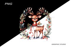 Winter Png, Christmas Reindeer Clipart, Folk Christmas Png Product Image 1