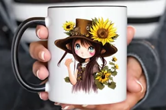 Watercolor Cute Chibi Sunflower PNG Clipart Product Image 3