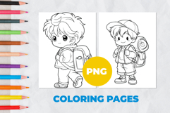 Cute boy with a backpack Coloring Pages | Coloring book Product Image 1