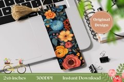 Art Flowers Bookmark Sublimation, Floral Bookmark Printable Product Image 1