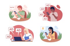 Internet users issues 2D vector isolated illustration set Product Image 1