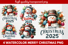 4 Watercolor Merry Christmas PNG | Festive Holiday Product Image 1