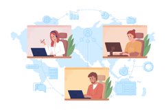 Colleagues cooperation 2D vector isolated illustration Product Image 1