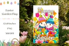 Cartoon Bunny Garden Flag Design, Happy Easter Garden Flag Product Image 1