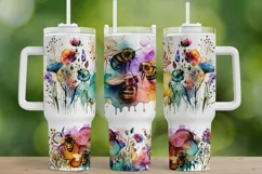 40 oz Stanley Cup Wrap Png, Bee and Honey Floral Tumbler Wra Product Image 1