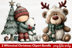 2 Whimsical Christmas Clipart | Cute Festive Holiday PNG Product Image 1