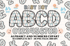 Baby Boy Alphabet PNG Clip Art, baby boy letters doodle Product Image 1