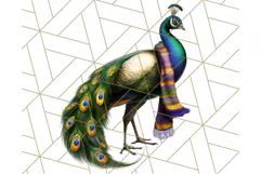 Peacock Christmas Clipart in Jewel Tones, Christmas Png Product Image 2