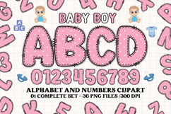 Baby Boy Alphabet PNG Clip Art, baby boy letters doodle Product Image 1